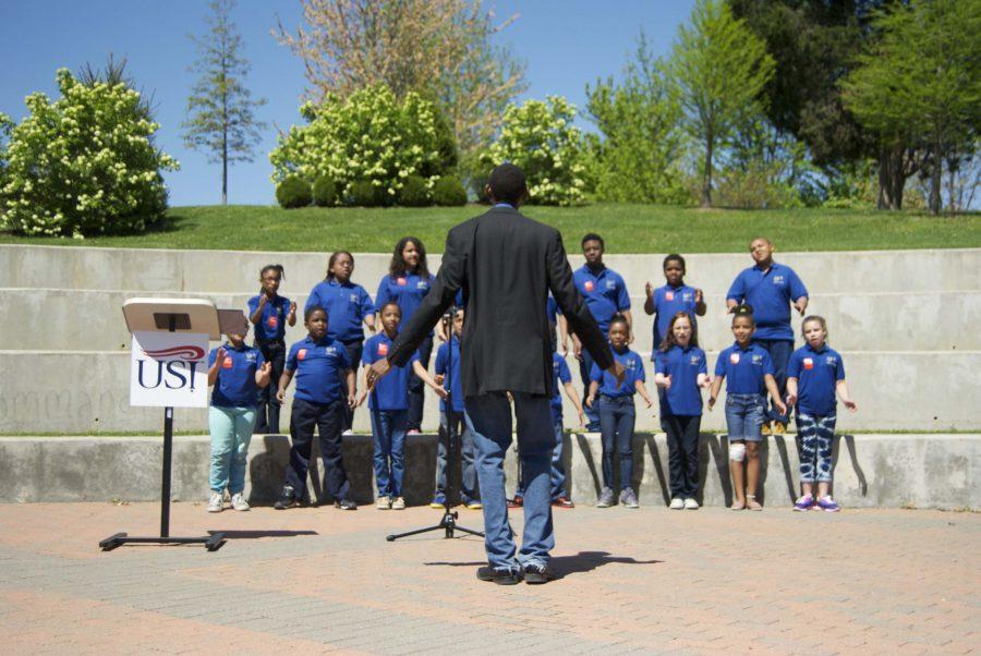 The Joshua Academy choir sings “Heal the World” by Michael Jackson last April at the Take a Stand Against Racism rally. This year’s ralley will take place April 28, at the USI Amphitheater.