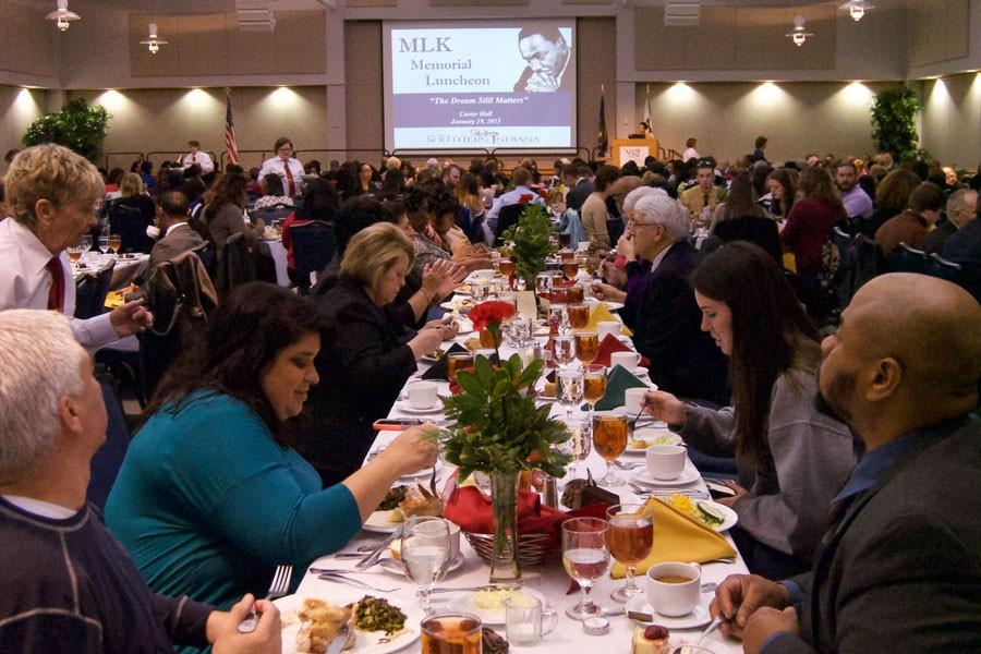 Guests to the Martin Luther King Jr. Luncheon are served their meals before the guest speaker takes the stage during the 2015 annual event in Carter Hall. This year’s luncheon will include guest speaker Major General Barrye L. Price, the first African American to obtain a doctorate from the Department of History of Texas A&M University. 