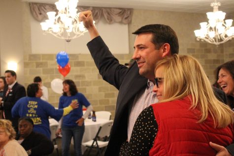 The crowd erupted in cheers at the Democratic Watch Party Tuesday night. As Ben Shoulders took in the win for County Commissioner he fist pumped the air and embraced his wife, Shannon Shoulders as he celebrated his victory.