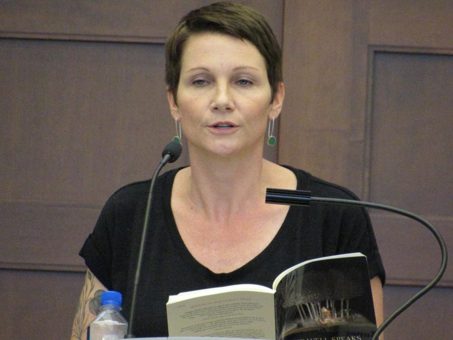 Maggie Smith, author of Good Bones, The Well Speaks of Its Own Poison and Lamp of the Body, read her poem Rain, New Years Eve Thursday afternoon in the Griffin Center. Smith came to the university with poet, Matthew Guenette as a part of the Southern Indiana Reading Series. Smith is the author of three prizewinning chapbooks and had her poem Good Bones translated into nearly a dozen languages.