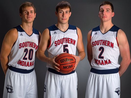 Alex Stein (20, Nate Hansen (5) and Jacob Norman (2) all graduated from Reitz in 2015. After two years apart, theyre all three playing on the same team this year for USI.