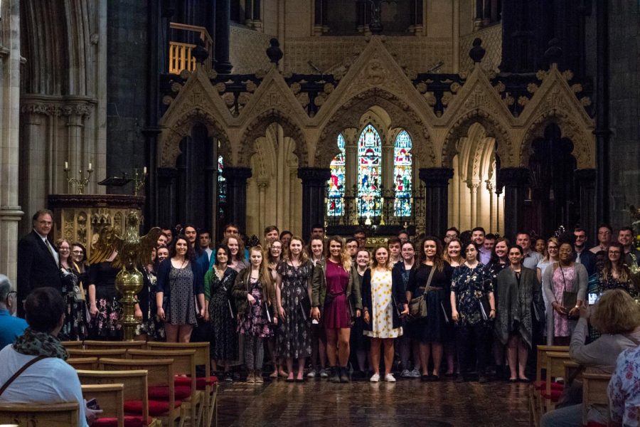 The university Chamber Choir traveled to Ireland for the Mayo International Choral Festival Premiere Competition, placing second in sacred music and first in the four-part choir competition out of 38 other choirs. The choir won first overall. 