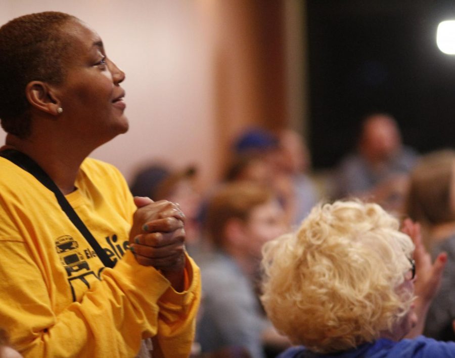 Melissa Moore, EVSC School Board Candidate, waits expectantly for the results of the election Tuesday night. 