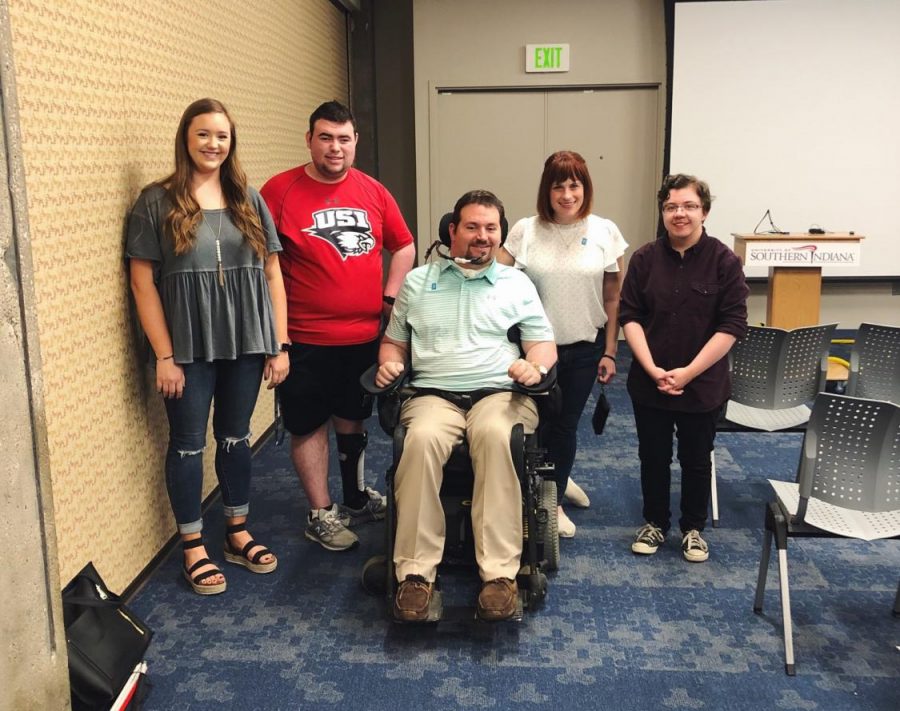 Members of Disability Coalition at an event with Ben Trockman, Diversity and Inclusion Specialist at Old National Bank.