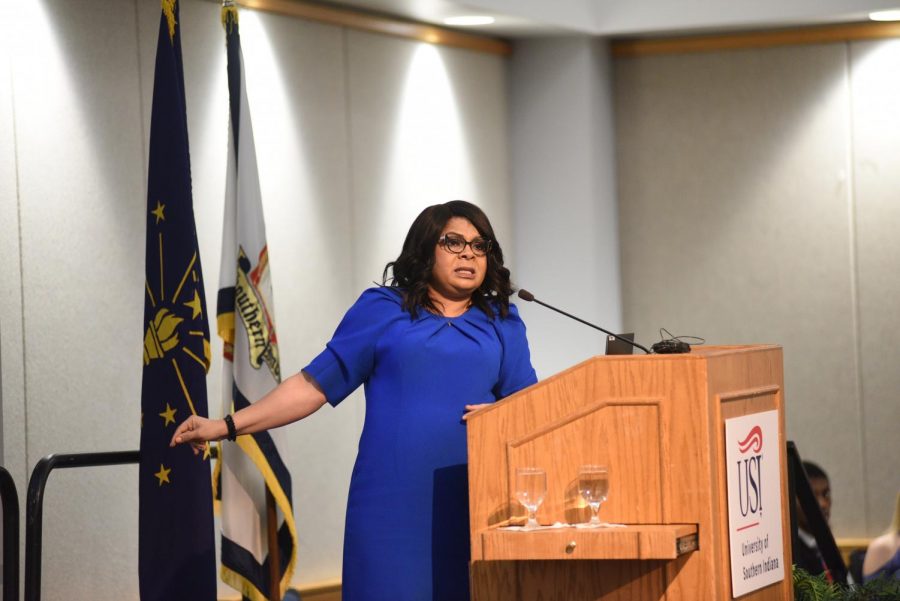 White House correspondent April Ryan spoke at the Dr. Martin Luther King, Jr. Memorial Luncheon Jan. 20 in Carter Hall.