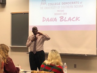 Dana Black, deputy chair for engagement for the Indiana Democratic party, made an appearance in LA 1016 Tuesday night to rally local and student Democrats to the voting effort. 