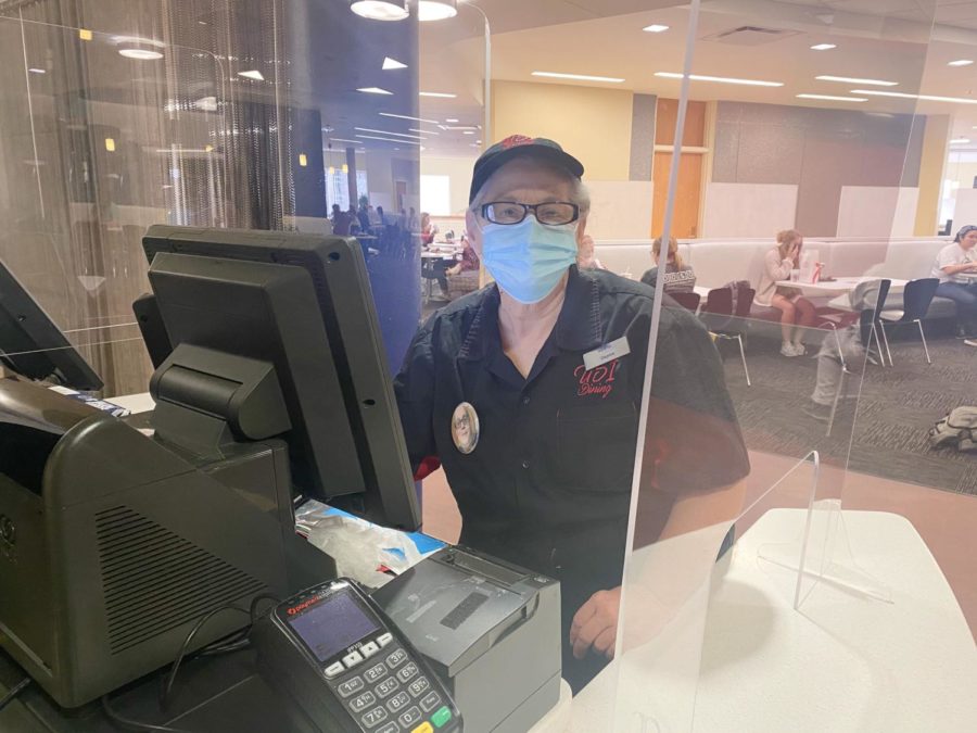 Dayna Cunningham, a cashier at The Loft, stands ready to help students. The Loft is one of the few remaining dining options on campus.