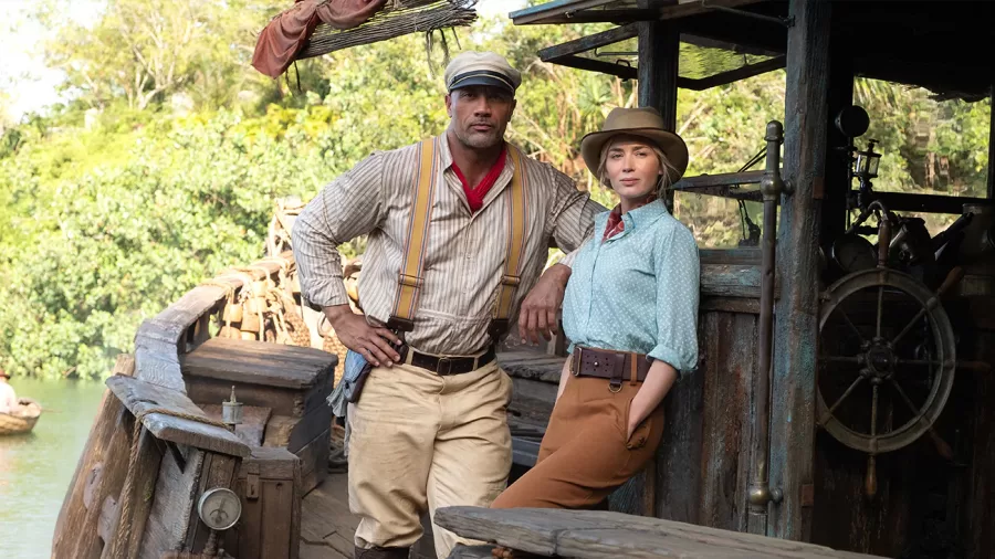 Dwayne Johnson and Emily Blunt play Frank and Lily Houghton in Jungle Cruise. Disney. 