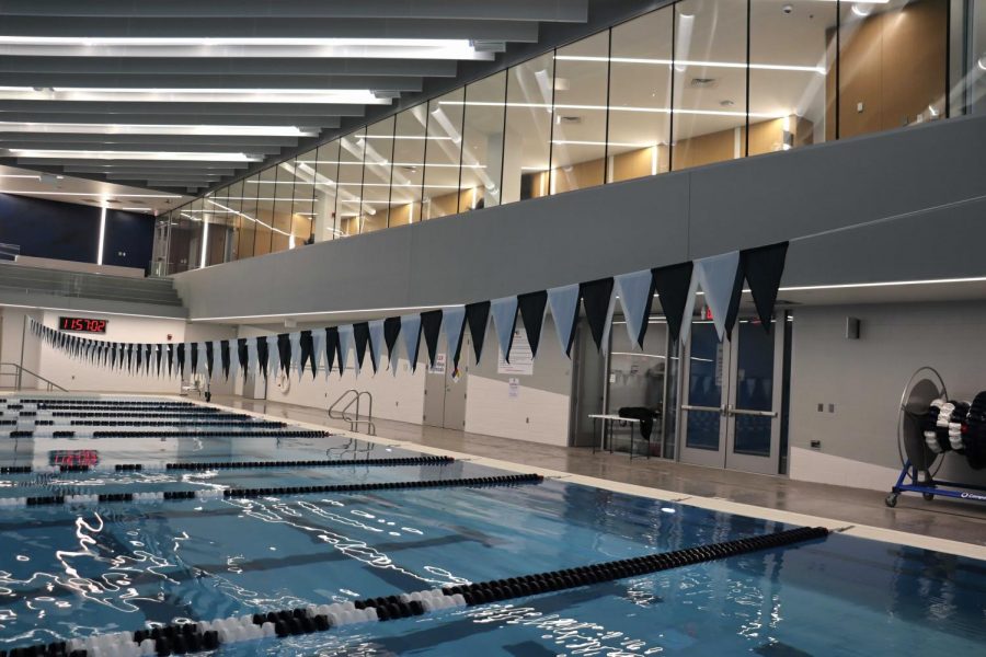The pool in the Aquatic Center is 25-meters by 25-yards with eight lanes.  