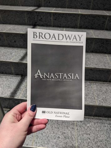 Abby Sink, a staff writer, holds her program for Anastasia at the Old National Events Plaza Nov. 11. Sink watched the live performance of Anastasia by the Broadway national tour. 