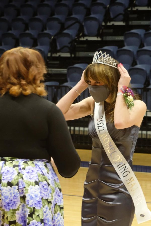 Makayla Schirmer Is given a tiara as she is crowned the evenings second homecoming majesty.