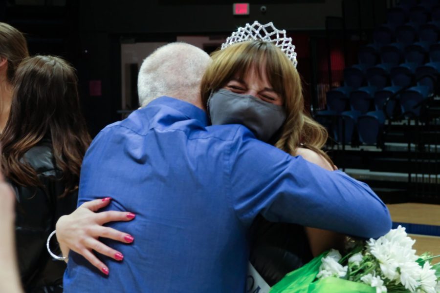 Makayla Schirmer hugs her father Mark after she was crowned the evenings majesty. I couldnt have done it without my strongest supporters, my residents and my family, Schirmer said. I will remember this for the rest of my life.