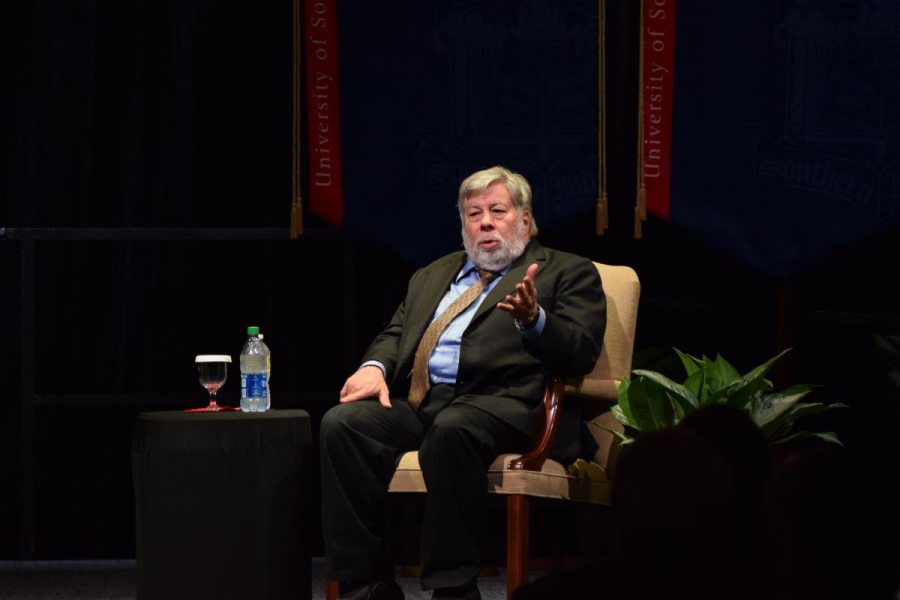 Steven Wozniak, co-founder of Apple, answers questions on Tesla during the Q&A session Wednesday in the Screaming Eagles Arena. He said, You just dont make up stories, and Elon Musk and Tesla has told so many lies. 