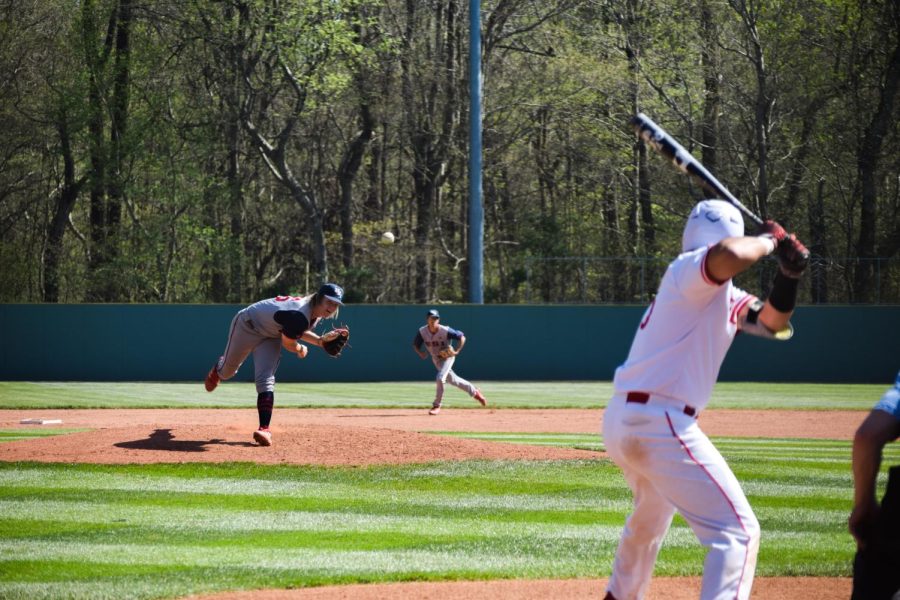 Gavin Morris, freshman pitcher, delivers a pitch to a Lewis batter. USI went 0-4 against Lewis over the weekend making them 4-12 in the conference.