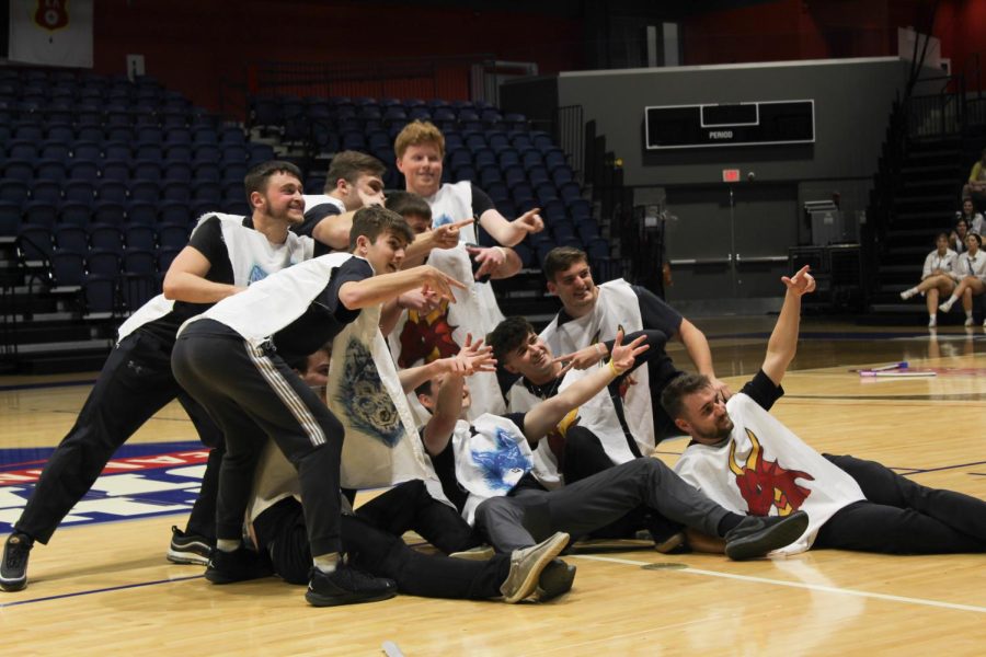 The members of Sigma Tau Gamma posed at the end of their Game of Thrones inspired performance. They did not know it at the time, but their performance had just won them first place in the fraternity competition.