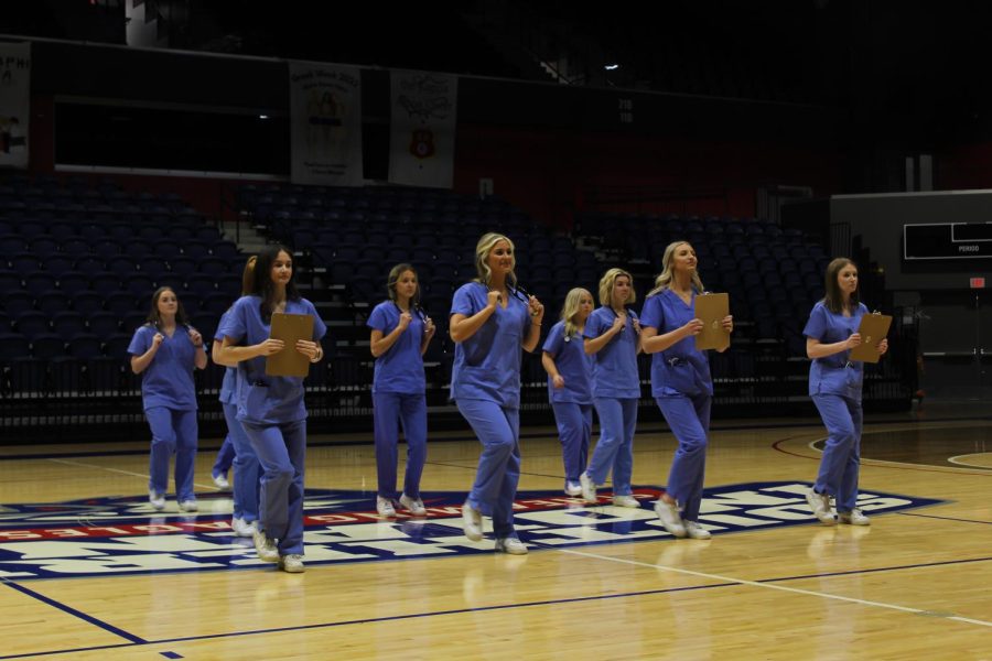 The ladies of Delta Zeta started off their dance with clipboards, stethoscopes and scrubs in hand. Their performance was inspired by Greys Anatomy and included several reenactments of the shows most iconic moments.