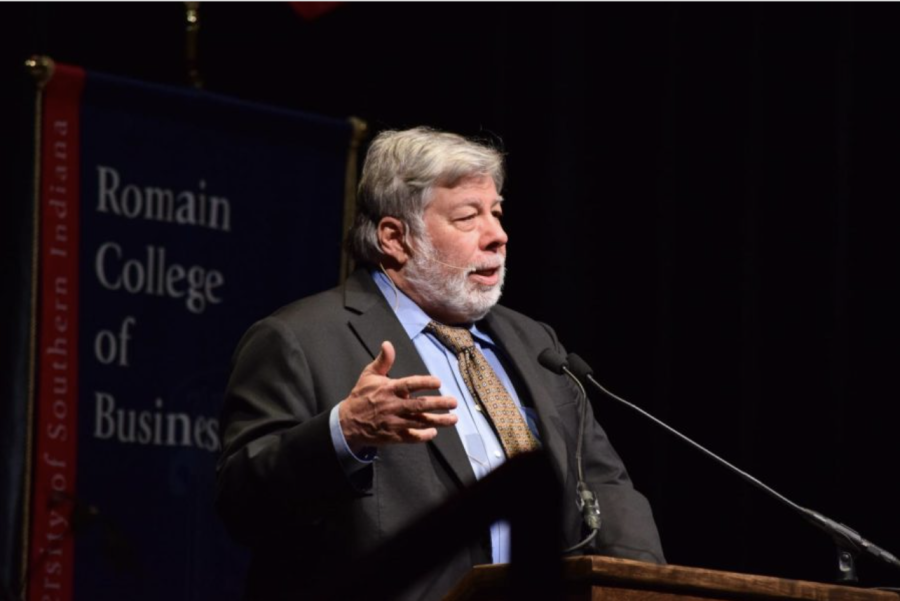 Steve Wozniak, co-founder of Apple, speaks March 30, 2022, in the Screaming Eagles Arena.