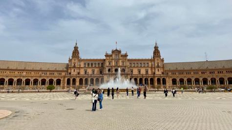 Plaza España stands in Seville, Spain.
