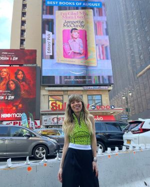 McCurdy poses in front of a billboard promoting her book in New York. This photo comes from McCurdy’s instagram, where she has been documenting her publication journey.