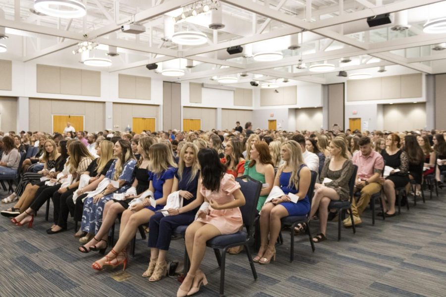Nursing students wait for their White Coat Ceremony to begin in Carter Hall Sept. 11.