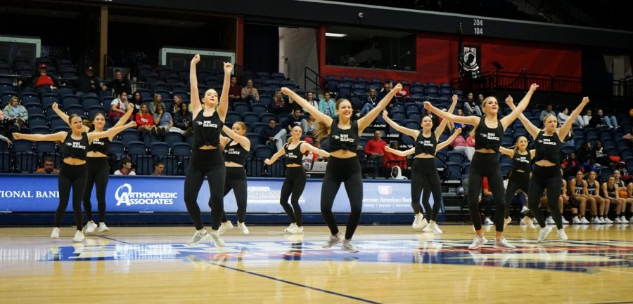 The dance team performs after the teams were introduced at the 2022 Midnight Madness even Thursday in the Screaming Eagles Arena.