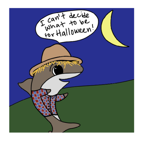 First panel of Life with Lawrence: Finding a costume