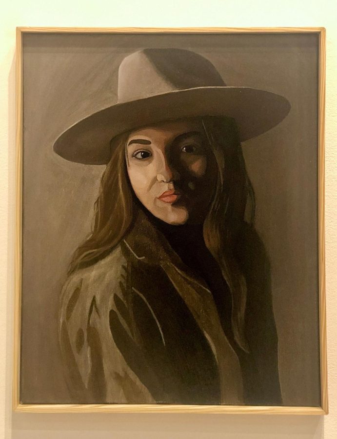 Girl in a Suede Hat by Mollie Myers, junior studio art major, is featured in the 53rd Annual Juried Student Art Exhibition. Myers received the Junior Award of $250 at the awards ceremony on Nov. 13. 
