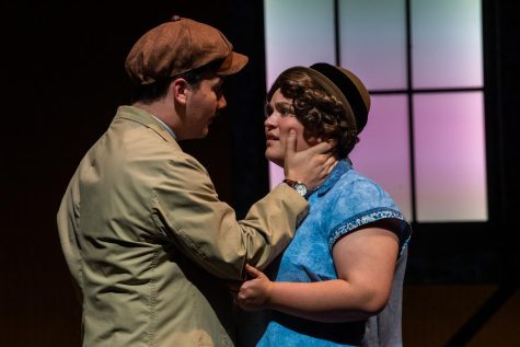 Tom comforts Catherine about her diagnosis. “These Shining Lives” tells the true story of the Radium Girls.