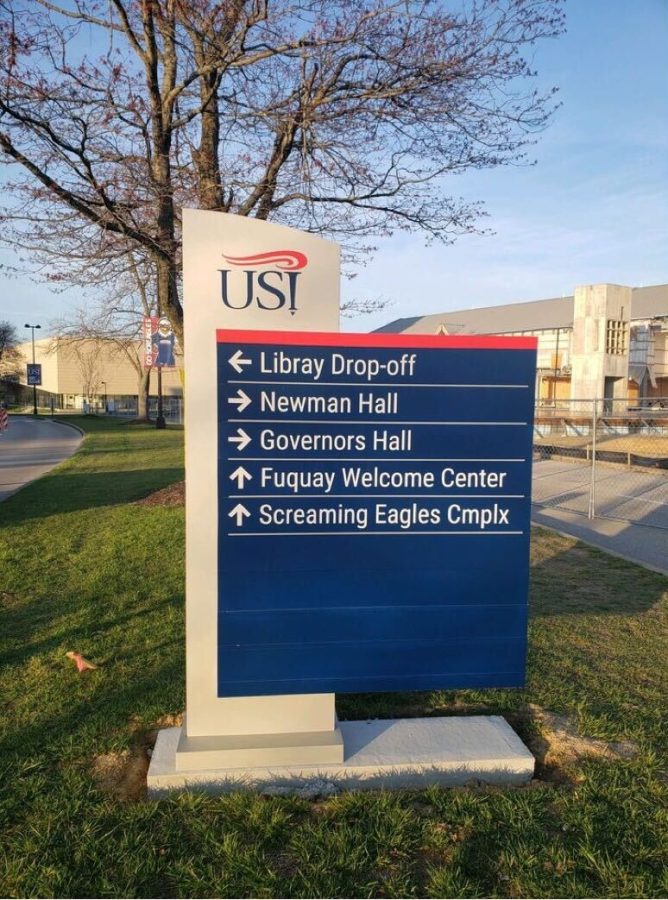 The new campus signage misspells library as libary. The sign is located near the David L. Rice Library and the Recreation, Fitness and Wellness Center on University Boulevard. (Photo courtesy of Nancy Langley)