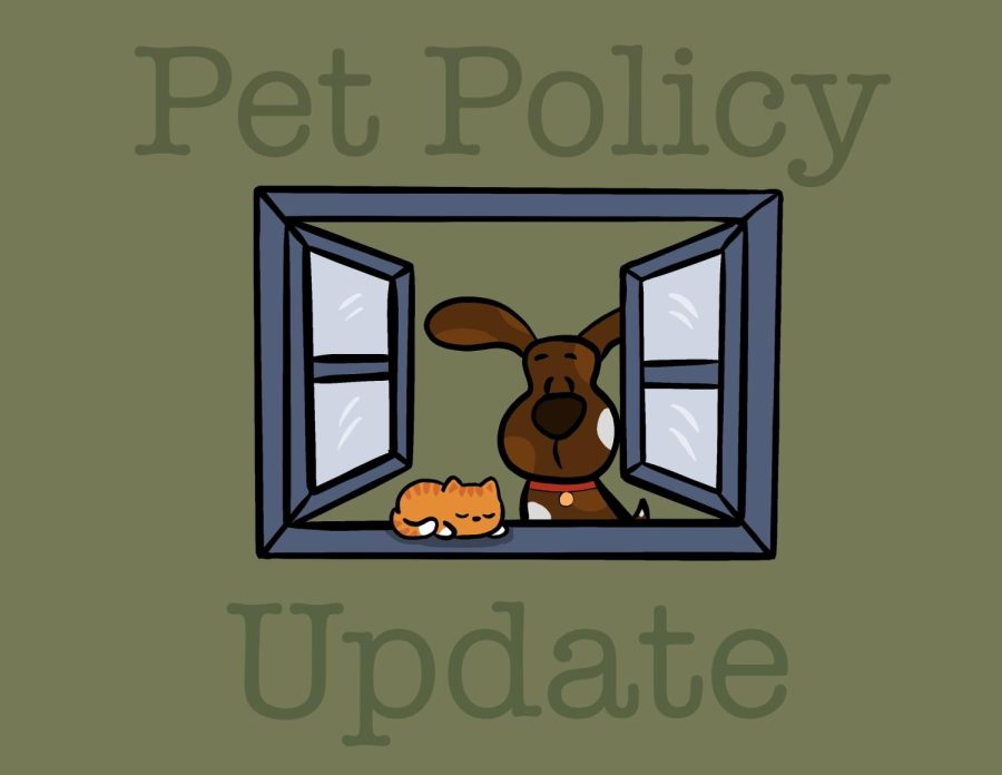 Housing and Residence Life provides further details on the Animal Friendly Policy for the 2023-2024 academic school year. (Illustration by Clare Girten)