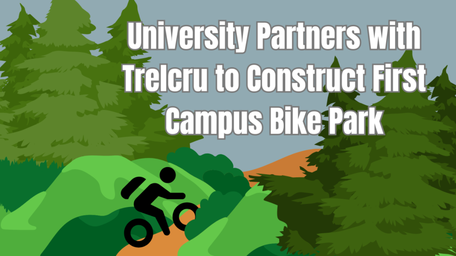 The university announced the construction of a 1-acre mountain bike park trail in collaboration with Trelcru Inc. March 6. (Graphic by David Lloveras)