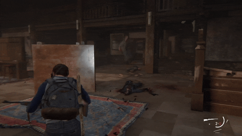 GIF of gameplay from The Last of Us: Ellie fights infected.