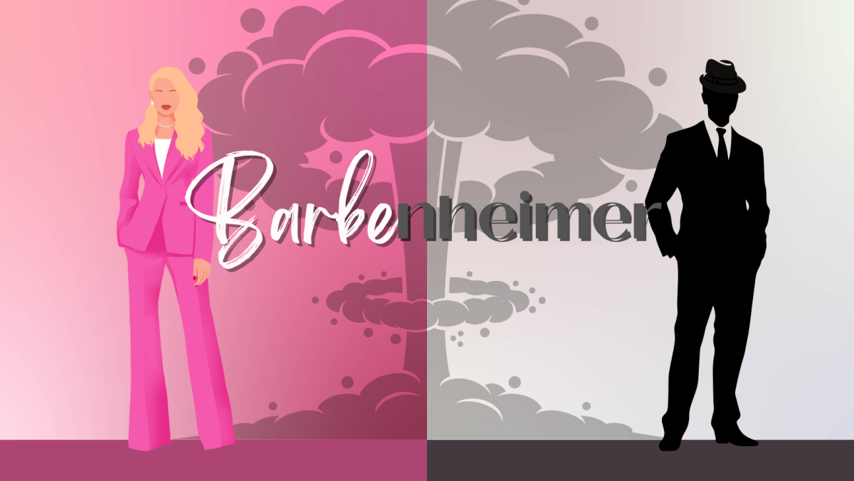 Barbenheimer+is+the+cobined+name+of+Barbie+and+Oppenheimer%2C+two+highly+promoted+movies+that+released+on+the+same+day+in+theaters.