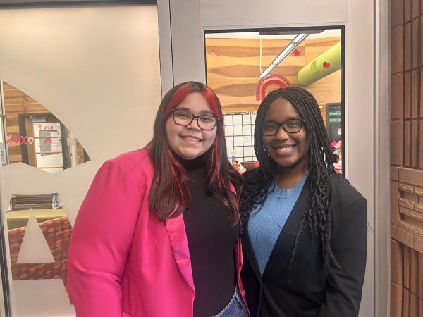 Adrianna Garcia, president of the Student Government Association, and Tamia Smith, administrative vice president for Equity, Diversity and Inclusion, stand outside the SGA office Jan. 30 in University Center East. 