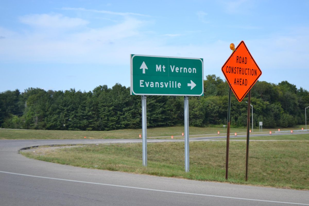 “Road construction ahead” signage stands near University Parkway and the Lloyd Expressway exit Wednesday. 