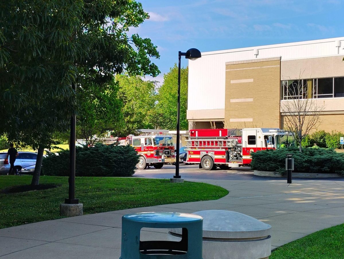 Fire alarms and sprinklers were set off in The Loft inside the University Center West on Thursday. Fire trucks arrive at the scene at 4:34 p.m.