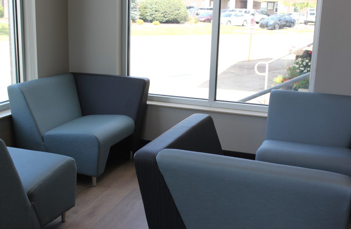 New chairs sit by a window Friday in the Eagle Express Convenience Store.