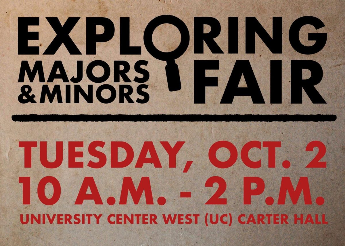 The 16th annual Exploring Majors and Minors Fair will be held from 10 a.m.-2 p.m. Wednesday in Carter Hall, located in University Center West. The fair includes academic and career opportunities for students.