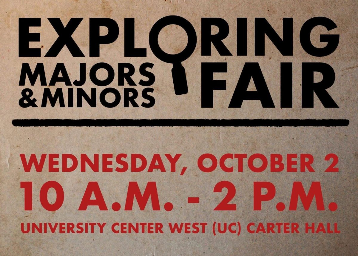 The 16th annual Exploring Majors and Minors Fair will be held from 10 a.m.-2 p.m. Wednesday in Carter Hall, located in University Center West. The fair includes academic and career opportunities for students.