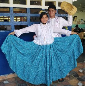 Leilyn Rovira and Jorge Gonzalez pose in their traditional Panamanian attire. They are both students at USI and have dated for several years.  (Photo courtesy of Leilyn Rovira) 