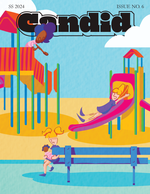 The sixth issue of "Candid" was released in Spring 2024. The cover was designed by Kayla Allen, senior illustration and interactive design major, who serves as Candid's senior illustrator. When designing the cover, Allen set out to create something that would evoke feelings of nostalgia and tranquility. “When we were kids, we want[ed] to pretend that we are older,” Allen said. “We played pretend doing adult things, and when we are adults, we want to do things that kids do. We want things to be simple again.” (Photo courtesy of Candid Magazine)