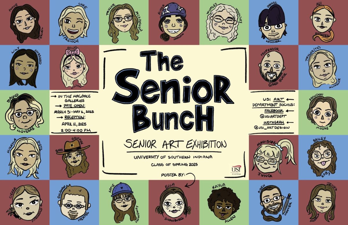 The senior art exhibition, containing art from the spring class of 2025, is on display in the Kenneth P. McCutchan Art Center/Palmina F. and Stephen S. Pace Galleries until May 2.