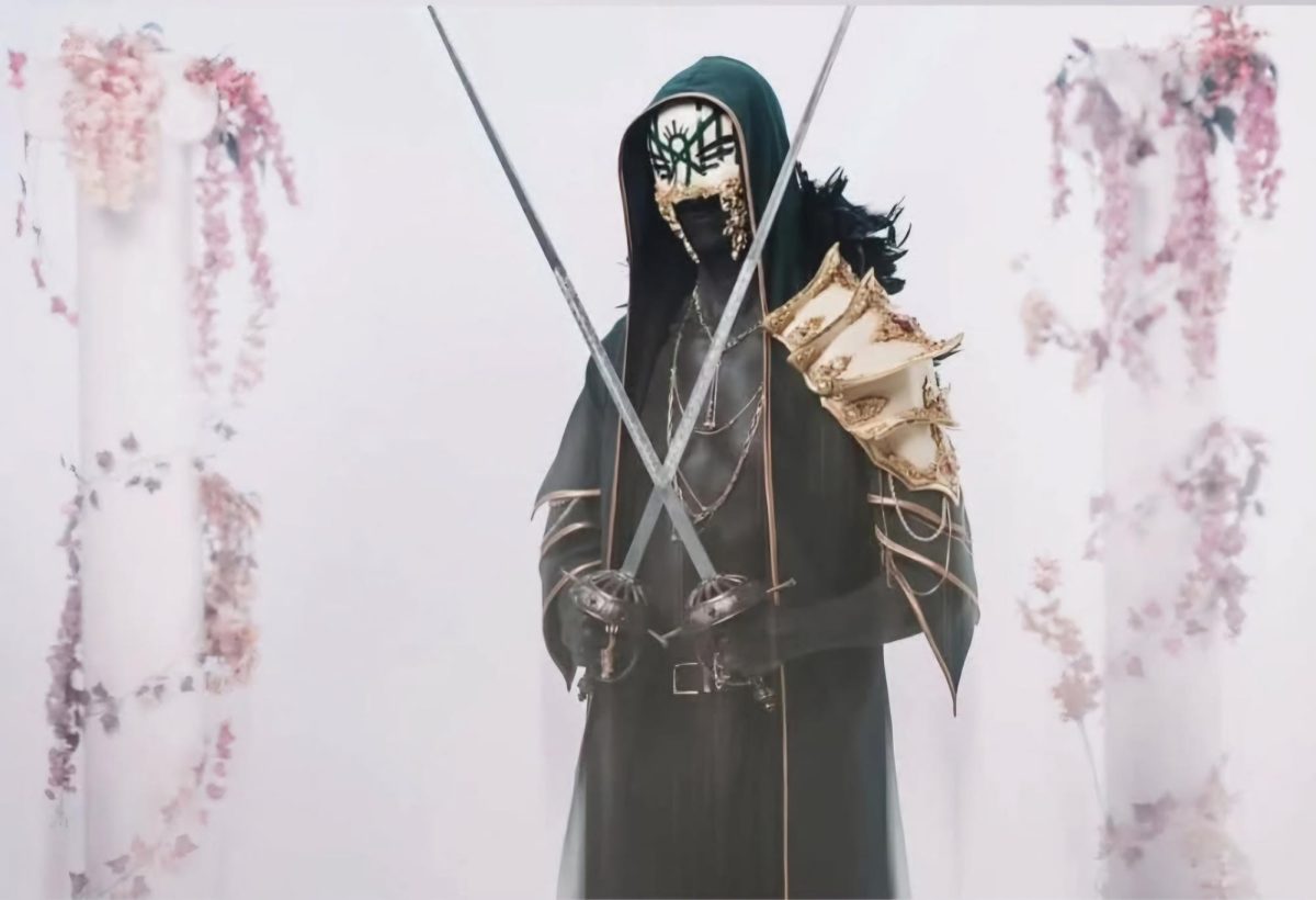 The lead singer, Vessel 1, holds two swords for Sleep Token's upcoming album "Even in Arcadia." The album is scheduled to release May 9.