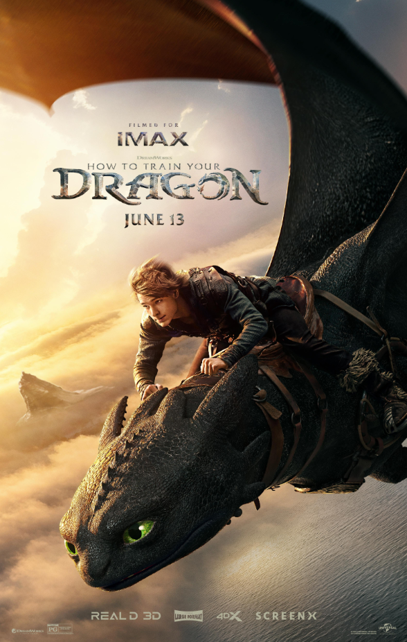 Hiccup (Mason Thames) flies on the back of Toothless in “How to Train Your Dragon.” (2025).