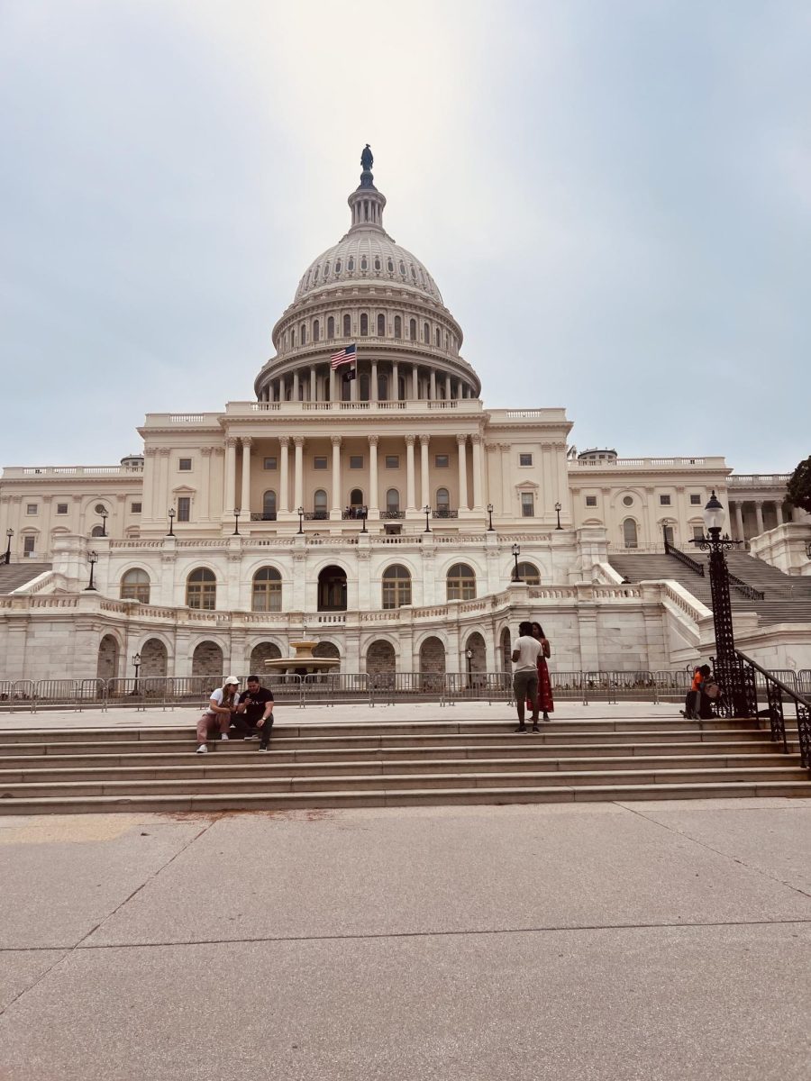 Visitors take pictures in front of the US Capitol on May 30, 2025. (Photo by Cade Smithson)