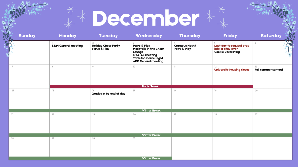 This upcoming December includes various events to attend. 