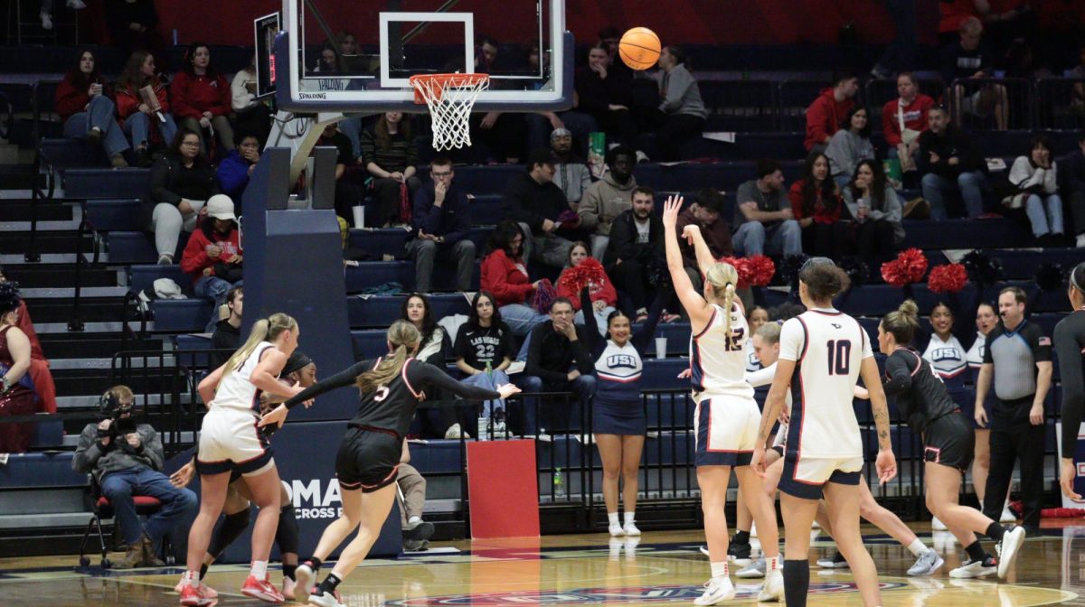 Shannon Blacher, junior guard, shoots a free throw during the game against Southern Illinois University Edwardsville Saturday, Jan. 31, at  Liberty Arena. (Photo by Anderson Schmidt)