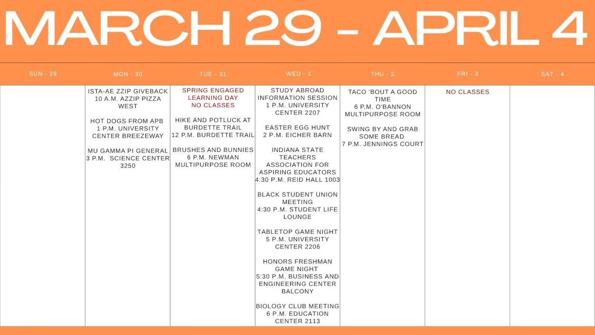 This upcoming week in March includes various events to attend. (Graphic by Katie Hurst)
