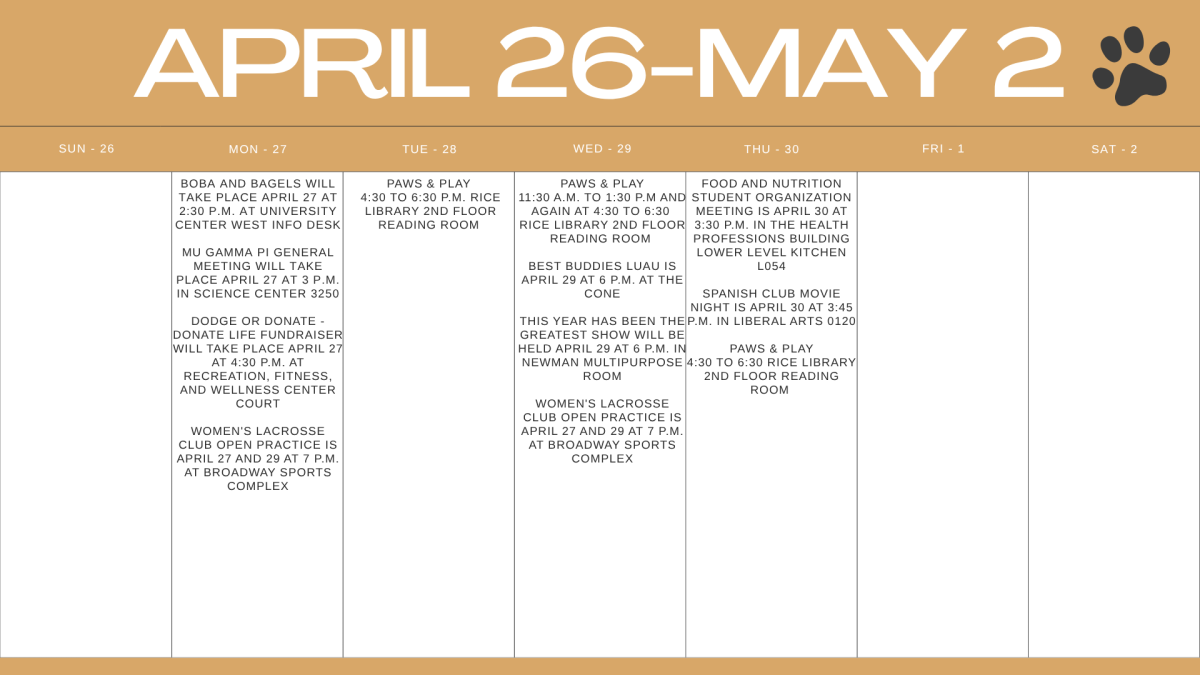 This last week of classes includes various events to attend.