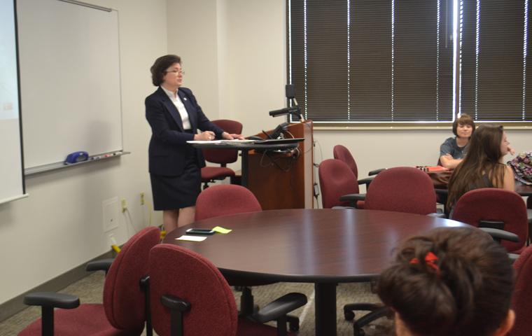 President Linda Bennett is teaching a First Year Experience course this semester. The class met for the first time Friday morning. 